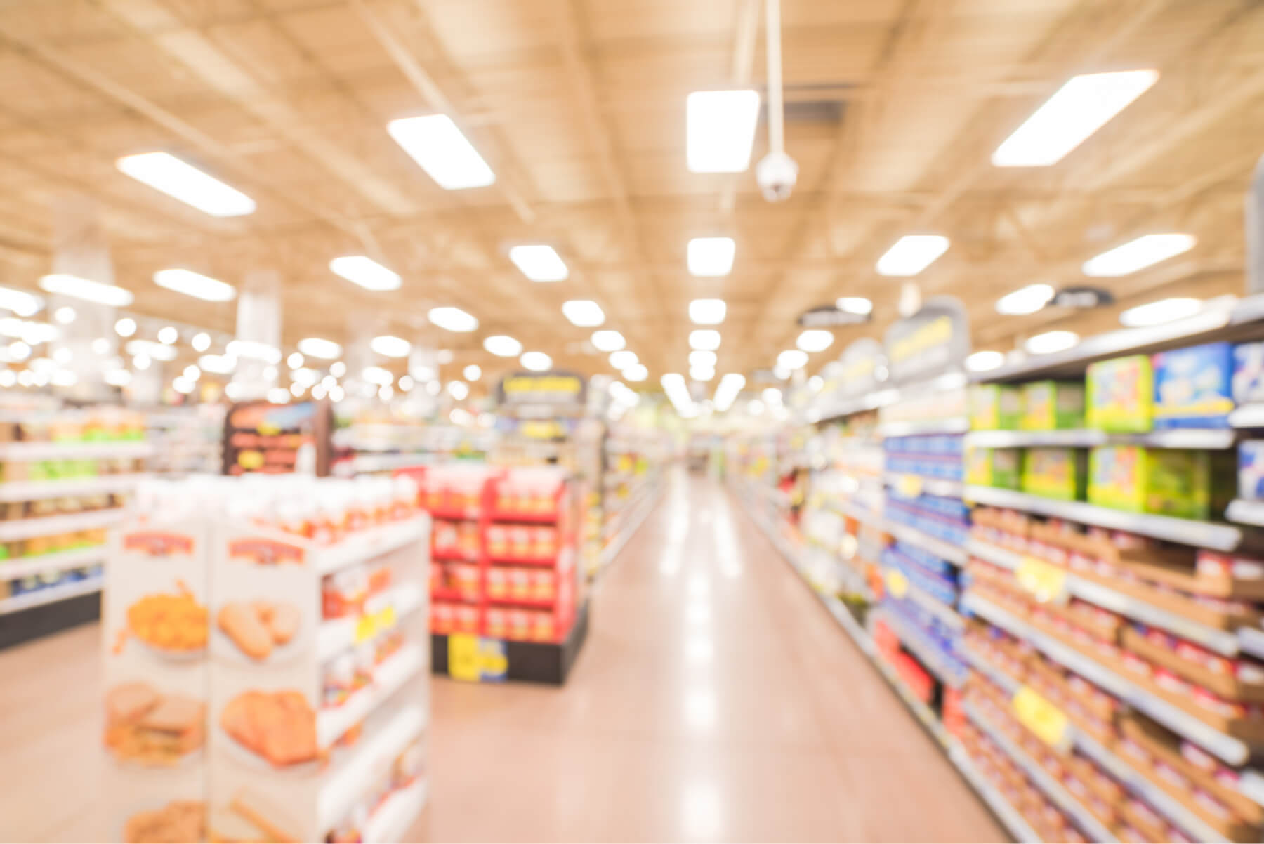 Grocery store aisles blurred