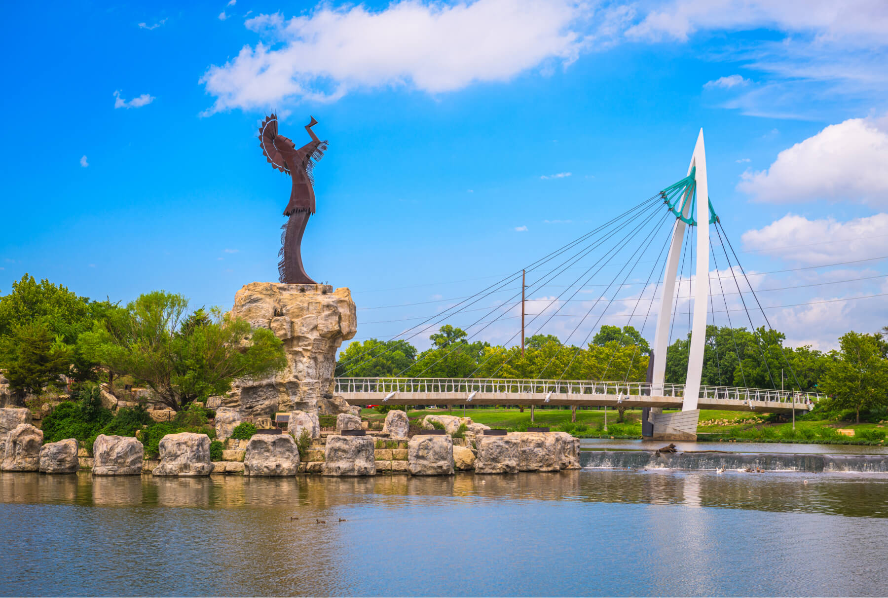 Wichita Kansas monument and walking bridge