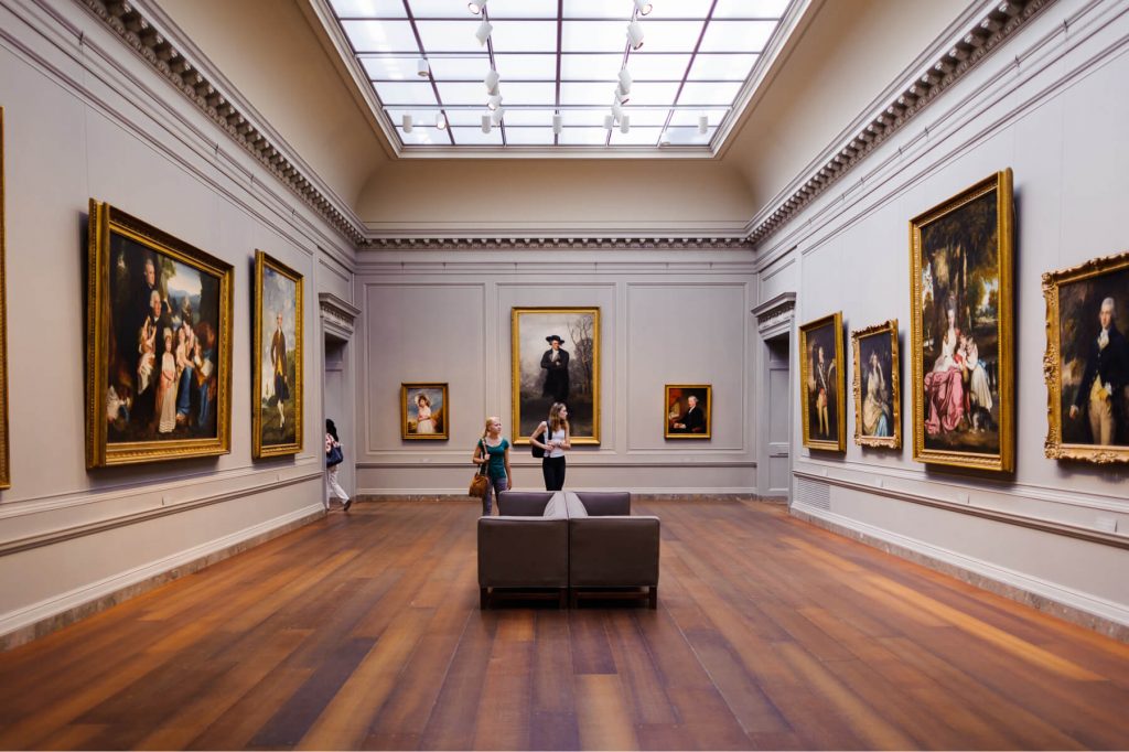 Art museum with large paintings