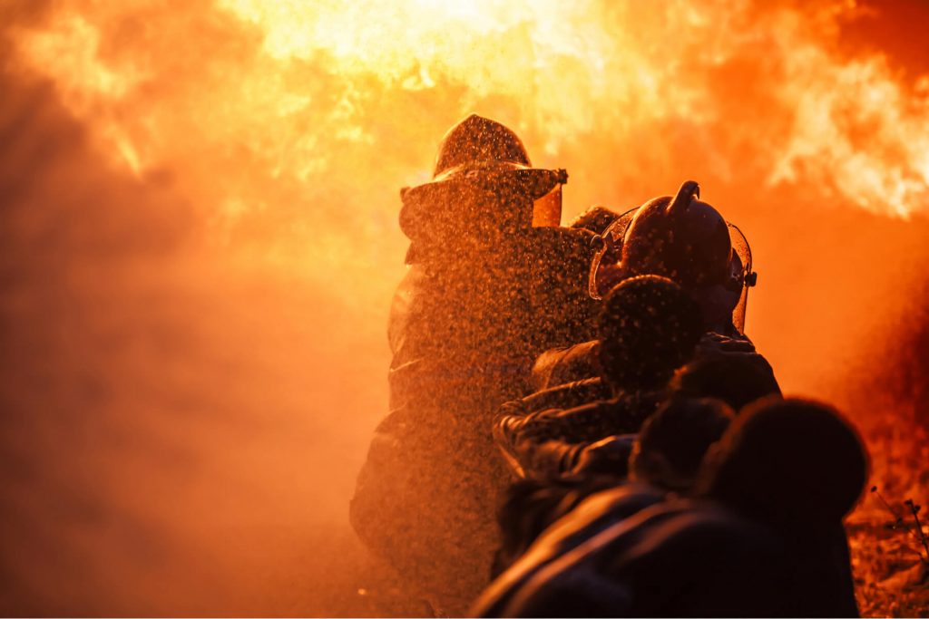 Firefighters battling a large blaze